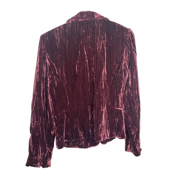 Semantiks Maroon Crushed Velvet Double Button Front Blazer Jacket Women's Size 6 - Picture 2 of 5